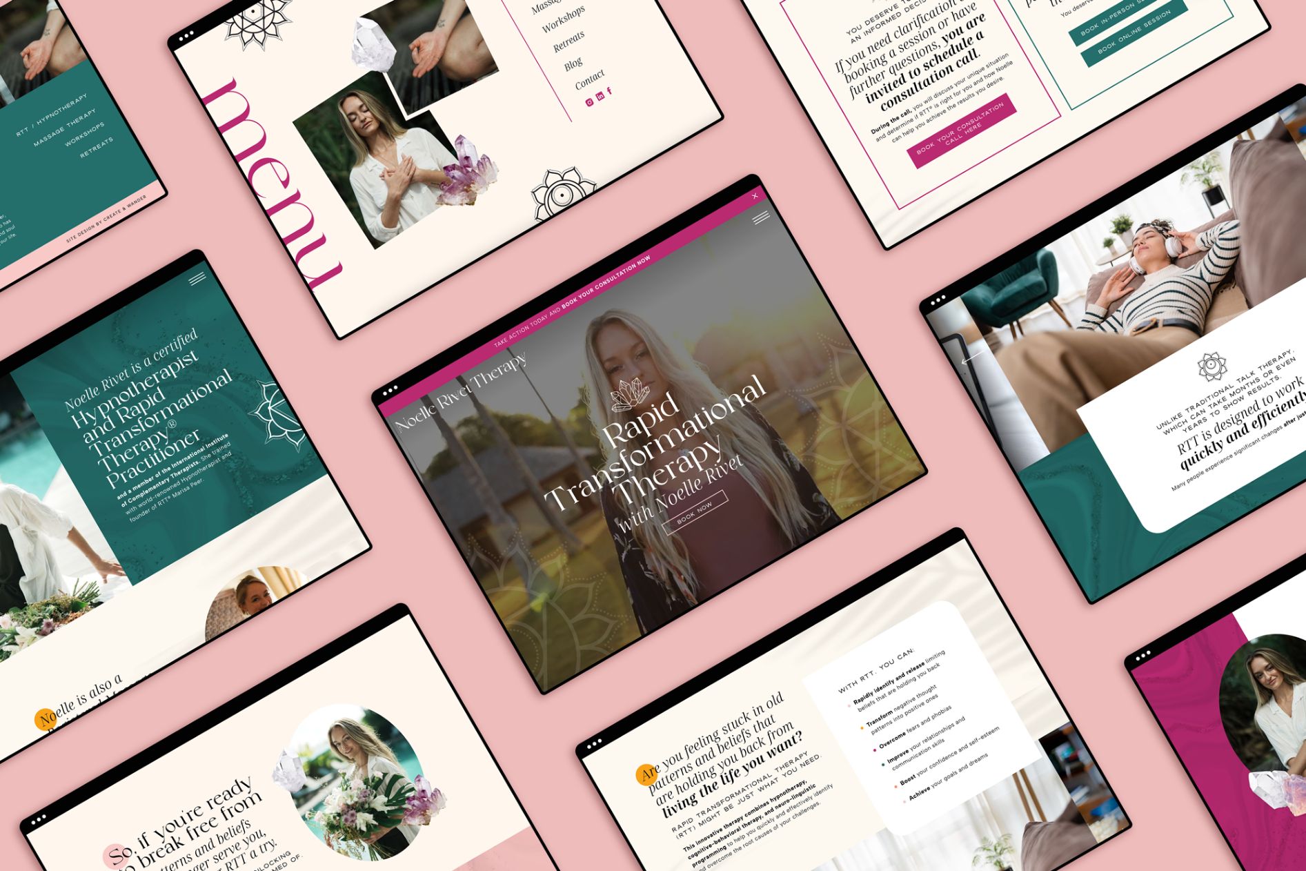 Example of a High-Converting Website Homepage Design for a Yoga and Wellness Brand mocked up on a browser.